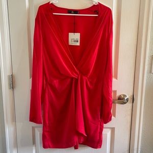 NWT RED MISSGUIDED SATIN MINI DRESS